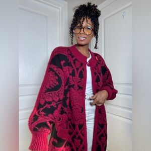 Angenie Vintage Cable Knit Extended Length Cardigan